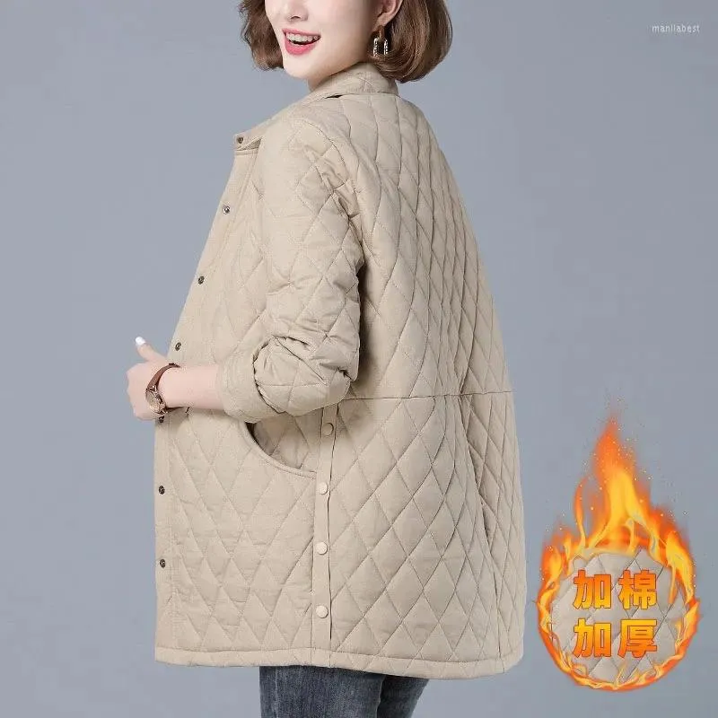 Women's Trench Coats Mid-length Korean-Style Cotton-Padded Jacket Women's 2022 Quilted Thickened Loose Warm Shirt Female W68