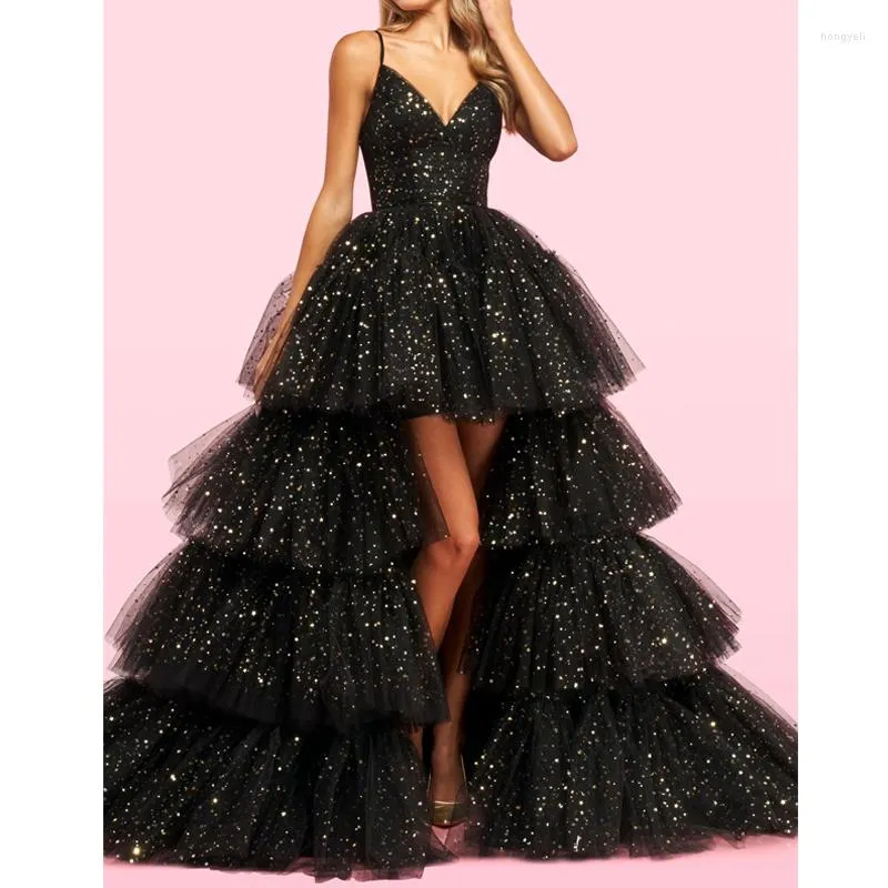 Abiti casual Trendy Prom Dress Train Ball Gown 2022 Pieghe Chiffon Princess Tulle Vestido Con Tul Robes De Soire Wedding Party Celebrity