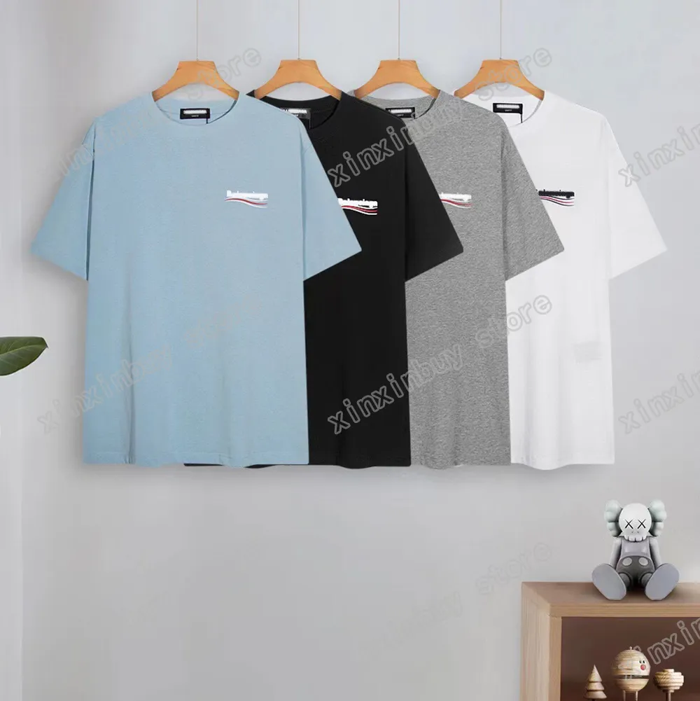 Xinxinbuy Men Designer Tee T Shirt Paris Sea Wave Print London Cotton Women White Black Gray XS-L
