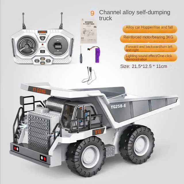 Camion pelleteuse télécommandé pour garçon, 2.4G, véhicule d'ingénierie,  tracteur sur chenilles, cadeau d'anniversaire pour enfant