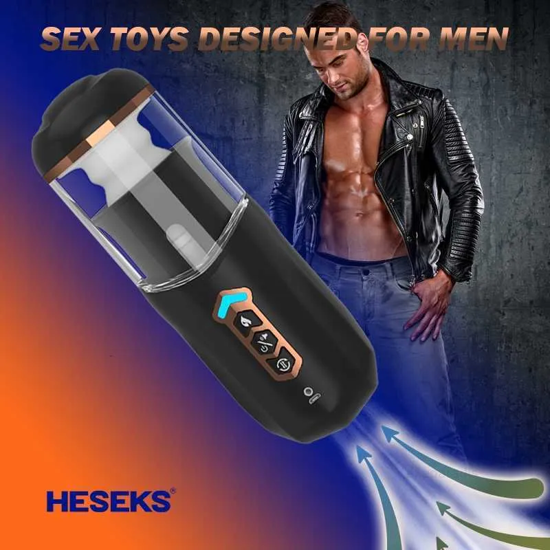 Sex Toys Massager Heseks Automatisk teleskopisk manlig onanator vibration glans tränare avsugning vaginal onani cup leksaker män