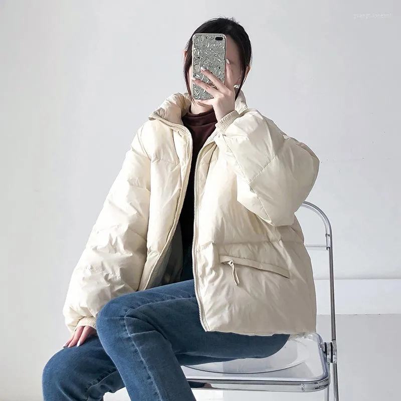 Płaszcze damskie okopy 2022 Kurtki zimowe stojak mody gruby ciepły solidny parkas w stylu koreański luźne swobodne bawełniane bawełnę