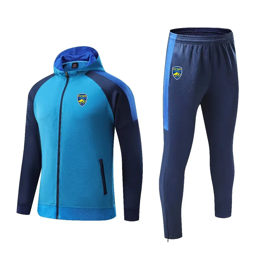 FC Sochaux Montbeliard Men's Tracksuits outdoor sports warm training clothing leisure sport full zipper With cap long sleeve sports suit