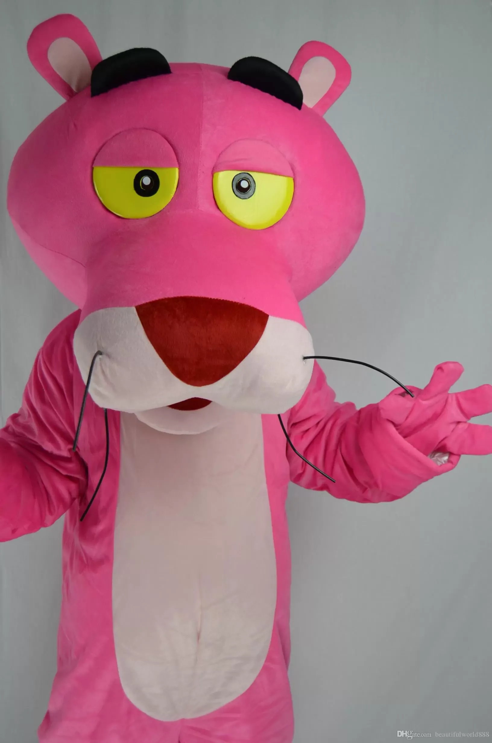 Costumes de mascotte Custume de qualité fabriqués en costume de mascotte de panthère rose de taille adulte