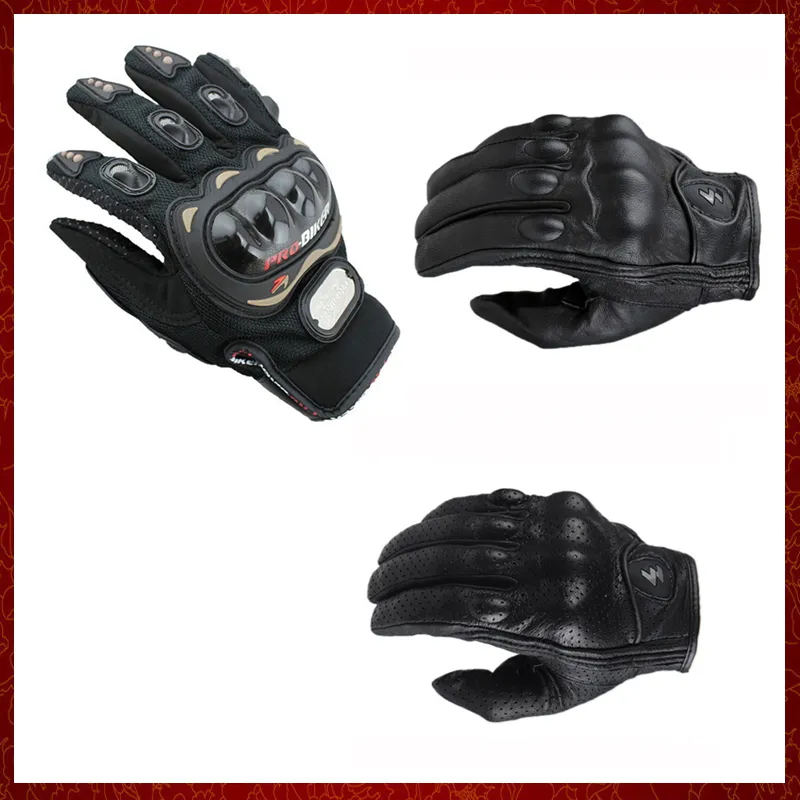 Luvas de motocicletas St662 Perforadas de couro perfuradas Gants de Moto Black M/L/XL LUVAS DE MOTOCICLETA RIME