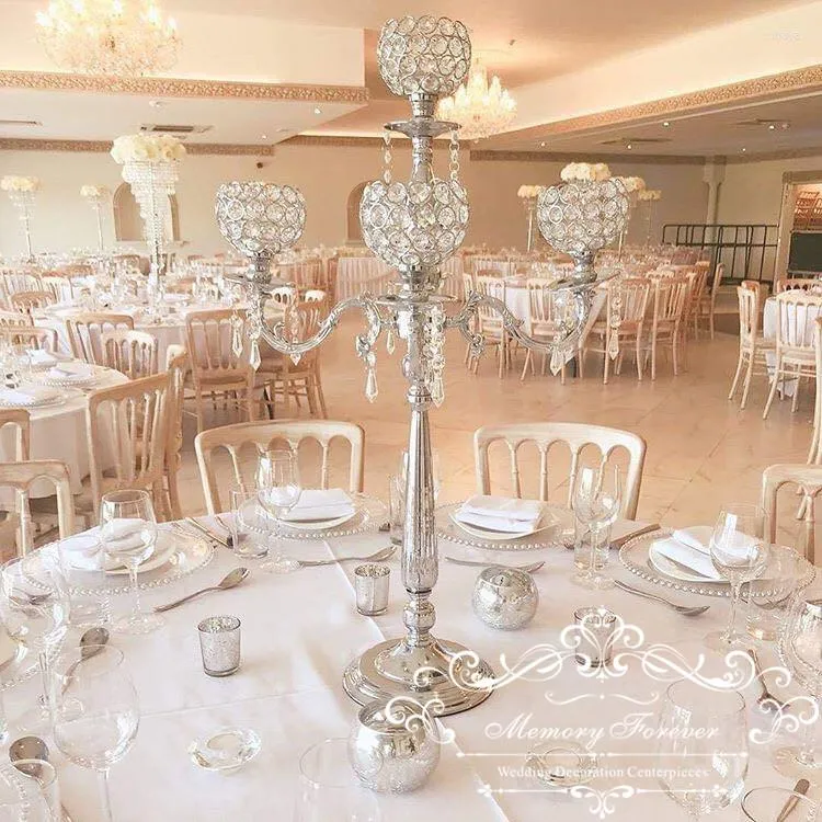 Decorazione per feste 10PCS Candelabro in cristallo Portacandele in oro Candeliere in metallo Centrotavola per matrimoni rustico Forniture per eventi