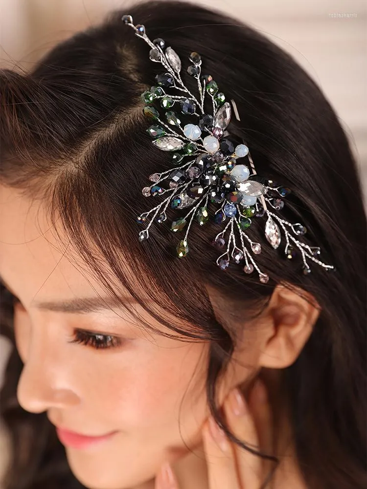 Headpieces Bohe Silver Crystal Rhinestone Bridal Hair Comb Women Sieraden Fashion Pin Bruiloftaccessoires Bruid