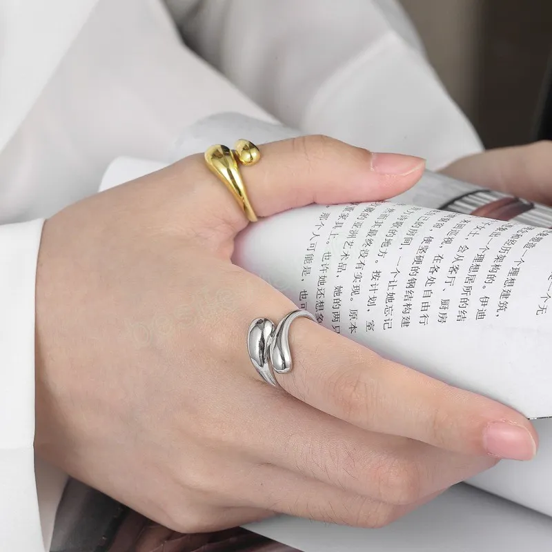 Bague goutte d'eau créative pour femmes, breloque de personnalité féminine, anneaux ouverts et réglables, accessoires bijoux cadeaux de fête