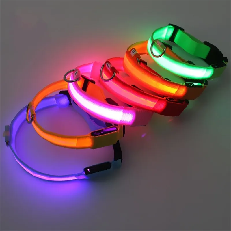 Collari per cani in nylon moda LED Pettorina per gatti Lampeggiante Luce notturna Collare per animali domestici di sicurezza multi colore Taglia S-XL Accessori natalizi 3547 T2