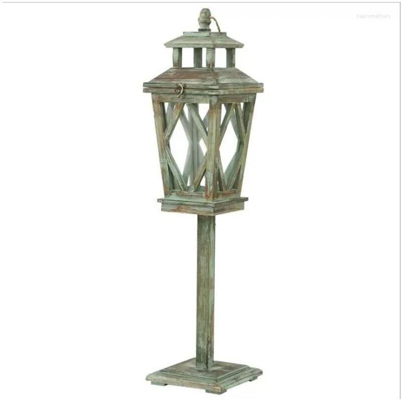 Ljush￥llare Klassisk tr￤lampa Post Pillar Lantern Holder Center Table Centerpiece Garden Decoration