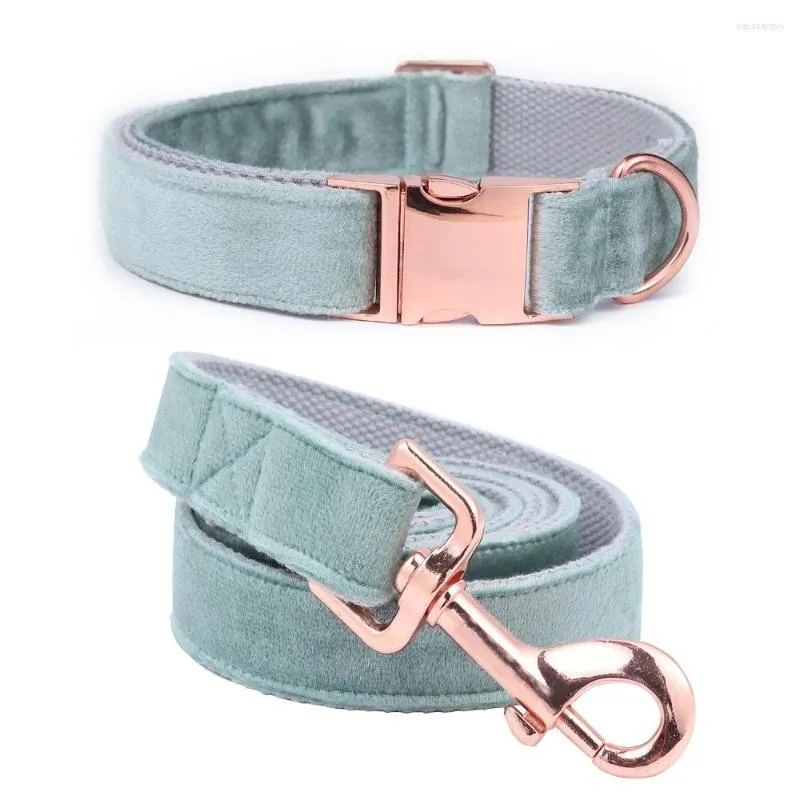 Collari per cani Stile unico Zampe Designer natalizio Velluto verde Regolabile e guinzaglio Fibbia dorata