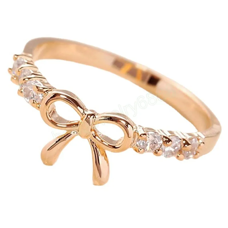 Anel de arco de j￳ias de cristal de j￳ias femininas para mulheres moda de zirc￴nia c￺bica an￩is femininos acess￳rios J￳ias di￡rias de festa di￡ria