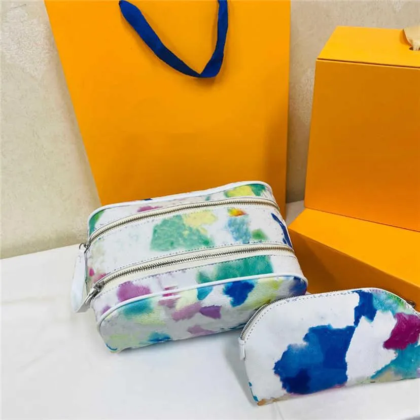 Designer smink kosmetiska väskor för kvinnor akvarell resande toalett koppling väska kvinnlig stor kapacitet tvätt toalettartikar293g