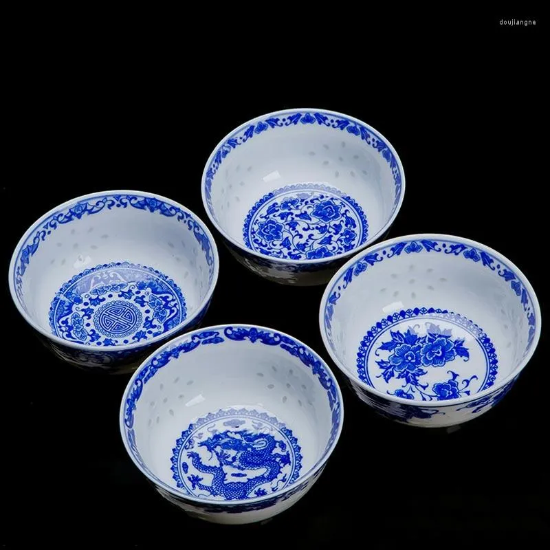 Miski 4,5 cala jingdezhen niebiesko -biała porcelanowa smok ryż chiński retro ramen miska podkładka stołowa mieszanie sałatki