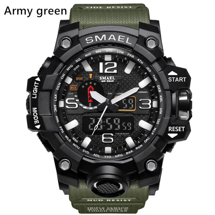 New Smael Relogio Men's Sports Watches LED CHRONOGROGraph armbandsur Military Watch Digital Watch Good Gift for Men Boy D206t