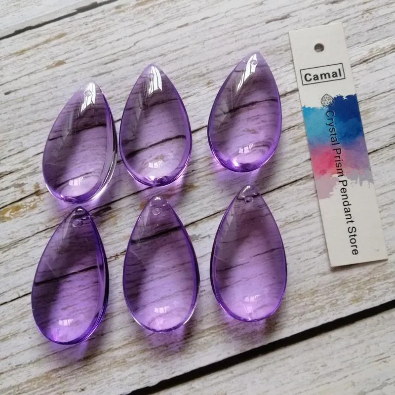 Люстра Crystal Camal 10pcs 36 мм пурпурная гладкая слеза Prisms Prisms Подвесная лампа запчасти висящие украшение свадебное украшение дома