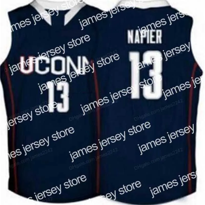 Camisas de basquete personalizadas #13 SHABAZZ NAPIER Camisa de basquete universitário masculina costurada branco azul qualquer tamanho 2XS-5XL nome e número de alta qualidade