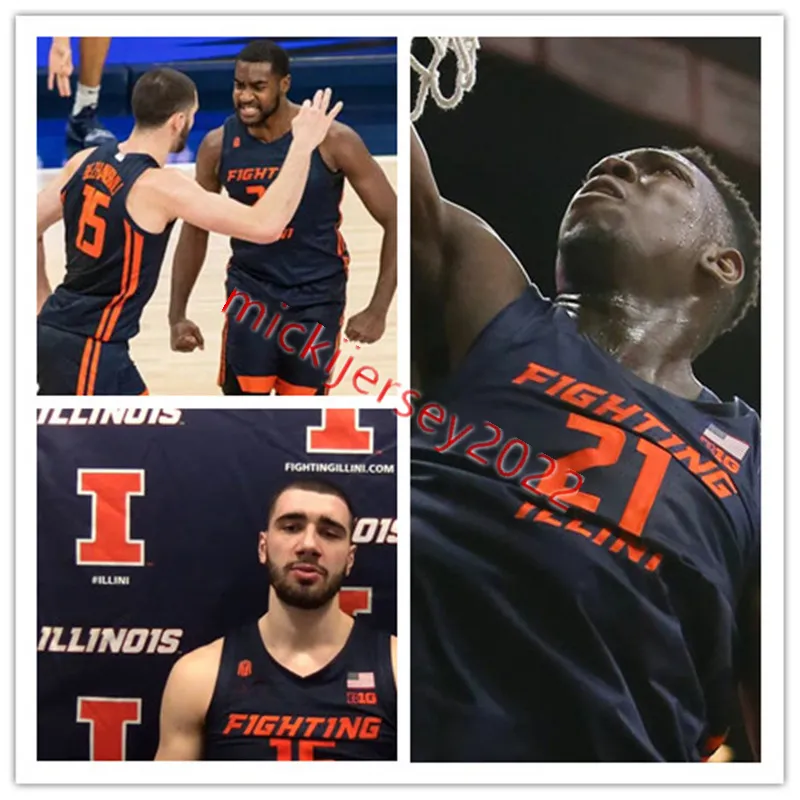 James Basketball Illinois Fighting Illini Maillot de basket-ball personnalisé cousu Jayden Epps Luke Goode Brandon Lieb RJ Melendez Ty Rodgers Paxton Warden