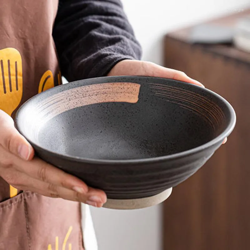 Schalen FANCITY Stoare Ramen Schüssel im japanischen Stil, Keramik, hochfüßiger Hut, Suppe, Obst, Salat, Zuhause, El Restaurant