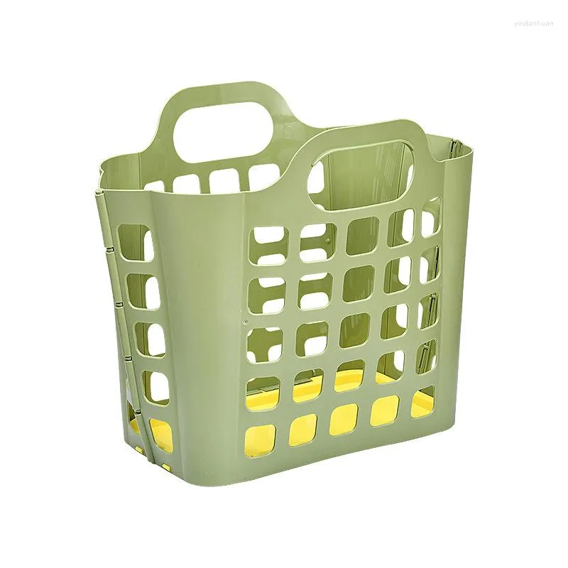 Storage Bags Plastic Portable Basket Dirty Laundry Clothes Vegetable And Fruit Kitchen In Round Handle Bathroom