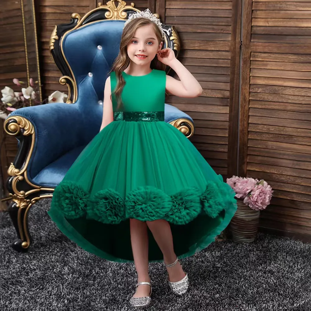 Ball Gown Cute Short Sleeves Long Flower Girl Dress, Lace Appliques Bo –  cherishgirls