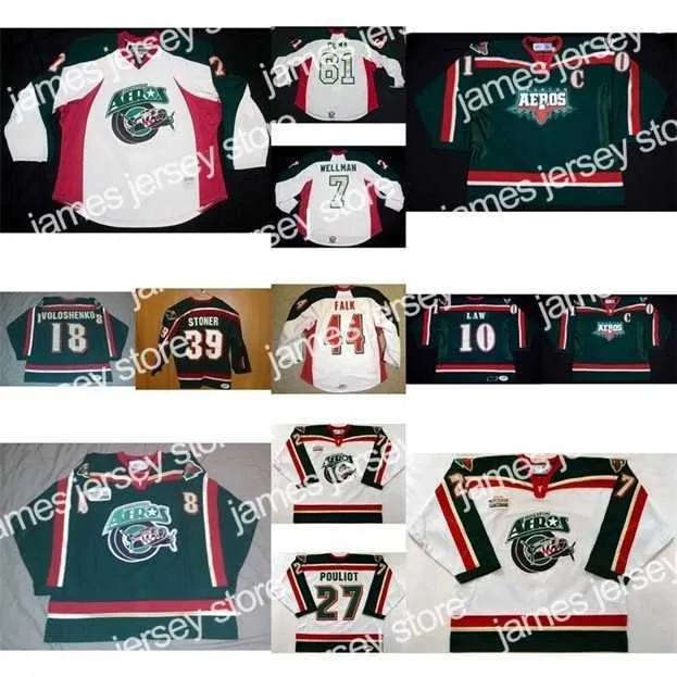 College Hockey bär Nik1 Nya herrkvinnor 10 Kirby Law 24 Chris Ovington 44 Justin Falk Ahl Houston Eros 100% broderi Custom Hockey Jerseys målklipp