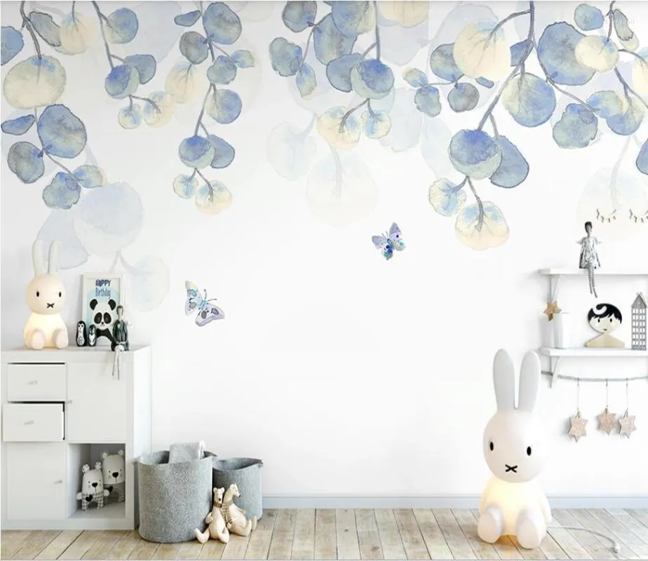 Wallpapers xue su custom mural wallpaper Noordse handgeschilderde verse plantenblad decoratie schilderen interieur achtergrond muurbedekking