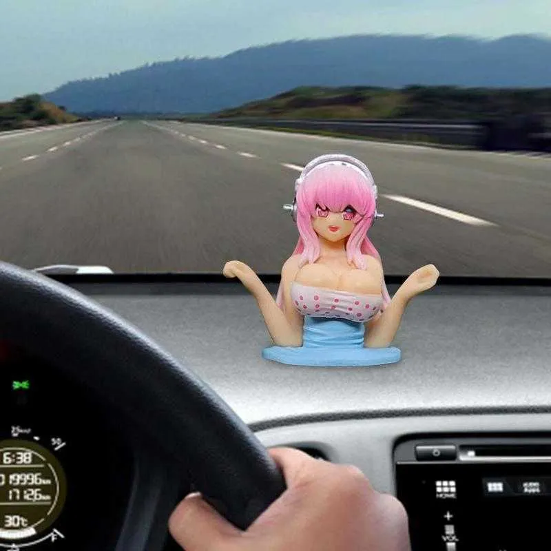 Chest Shaking Girl Car Dashboard Anime Statue Cute Car Ornaments Car  Accessories