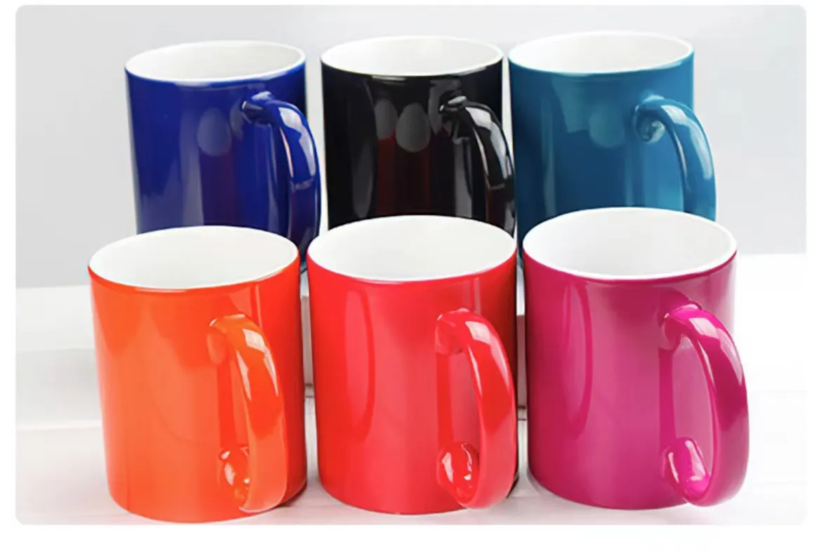 11 oz Sublimation Chaude Changement De Couleur Tasse Blanc Café Tasses En Céramique personnalisé transfert de chaleur En Céramique DIY blanc tasse d'eau Parti Cadeau boisson tasses 003