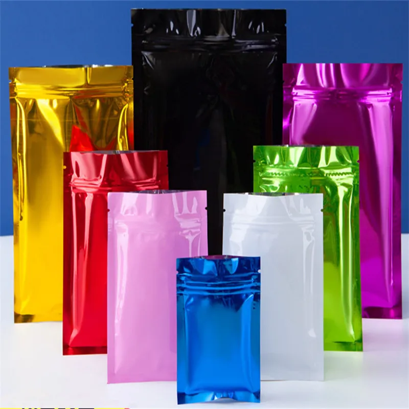 1 oz Alimentaire Mylar Zip Lock Sacs D'emballage En Plastique Feuille D'aluminium Sac De Stockage De Fleurs Sèches Pochettes D'emballage Réutilisables Pour Le Café Et Le Thé