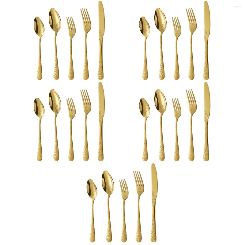 Flatware Sets 5 Decorative Smooth Delicate Household Metal Forks Kit Western Cutlery For Restaurant Home Party Banquet