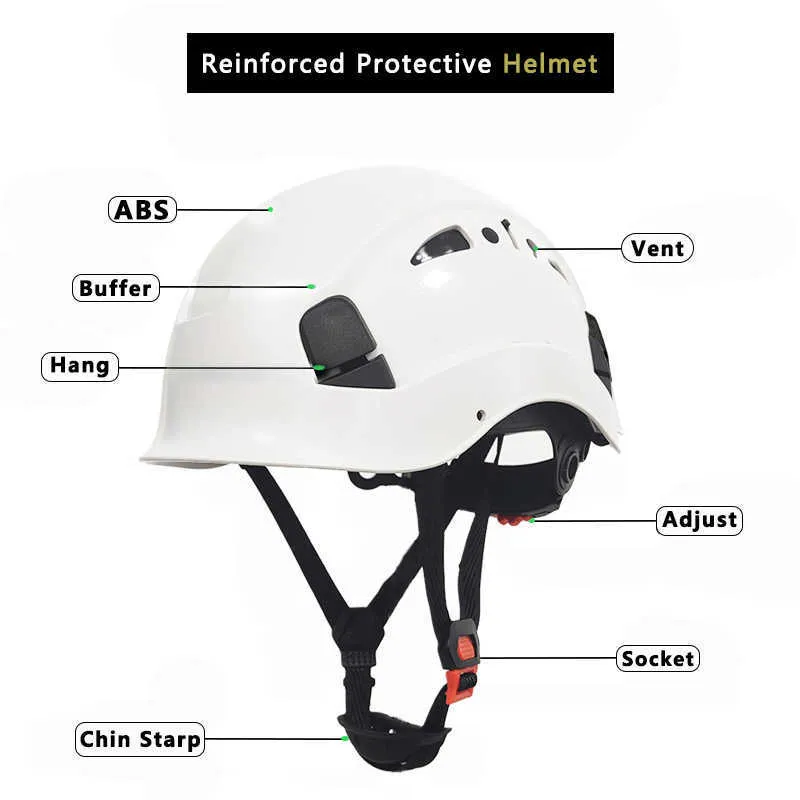 Amerikansk konstruktionssäkerhetshjälm med skyddsglasögon Visir av hög kvalitet ABS Hard Hat Ansi Industrial Work Head Protection Rescue