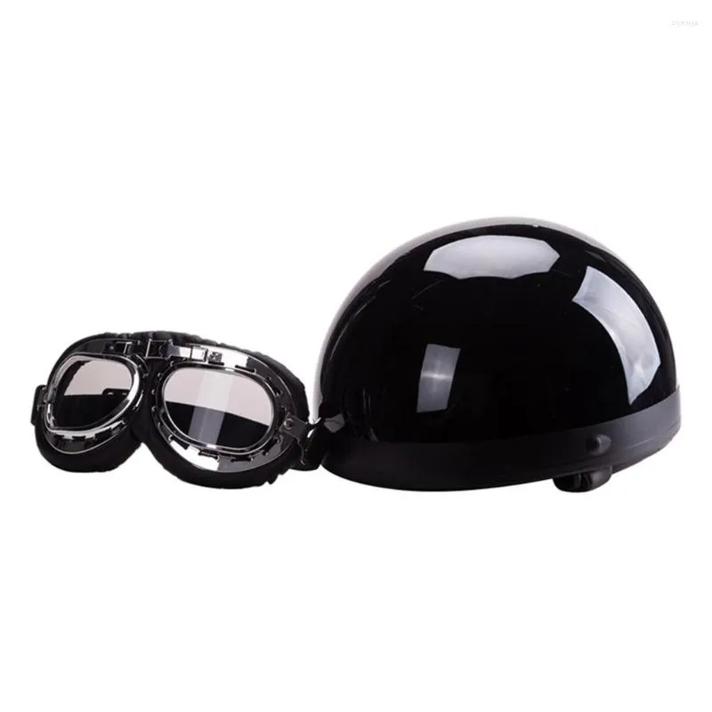 Capacetes de motocicleta Face aberta alemã para o Chopper Cruiser Biker (Black PU Leather M)