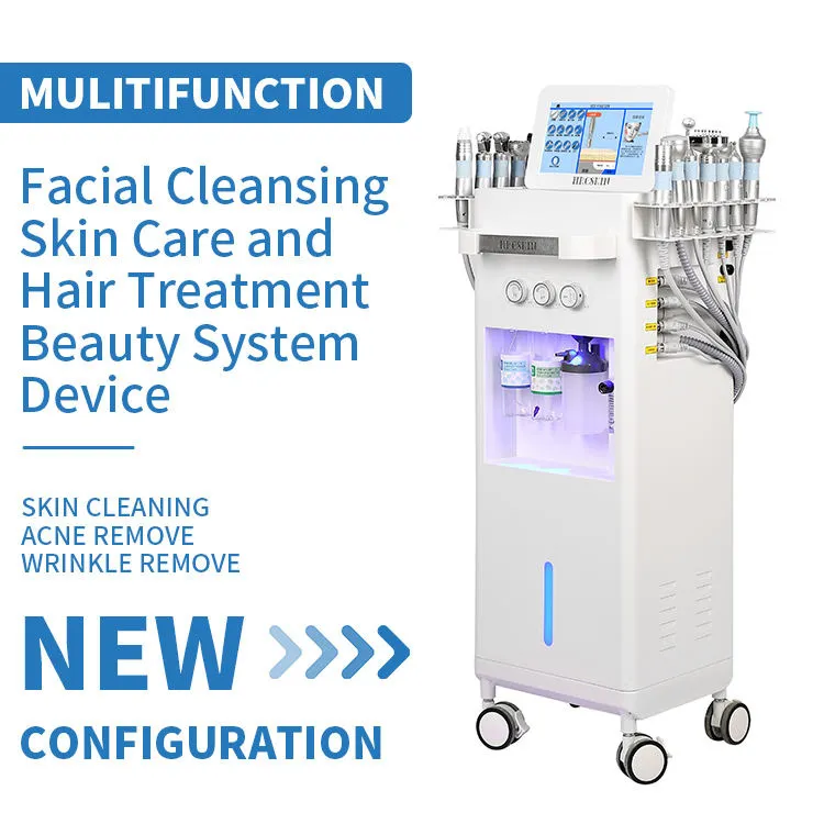 2023 15in1 Deep Cleansing Machine Water Microdermabrasion Oxygen Spra Gun RF Lift Hud Scrubber Svarthuvuden Borttagningsenhet