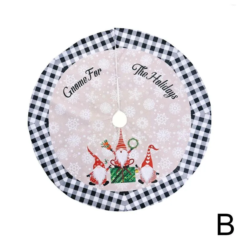 Decorazioni natalizie 46,8 pollici Treeling Tree Skirt Round Gnome Decor Snowflake Plaid 2023 Holiday Navidad Party Background Z1c6