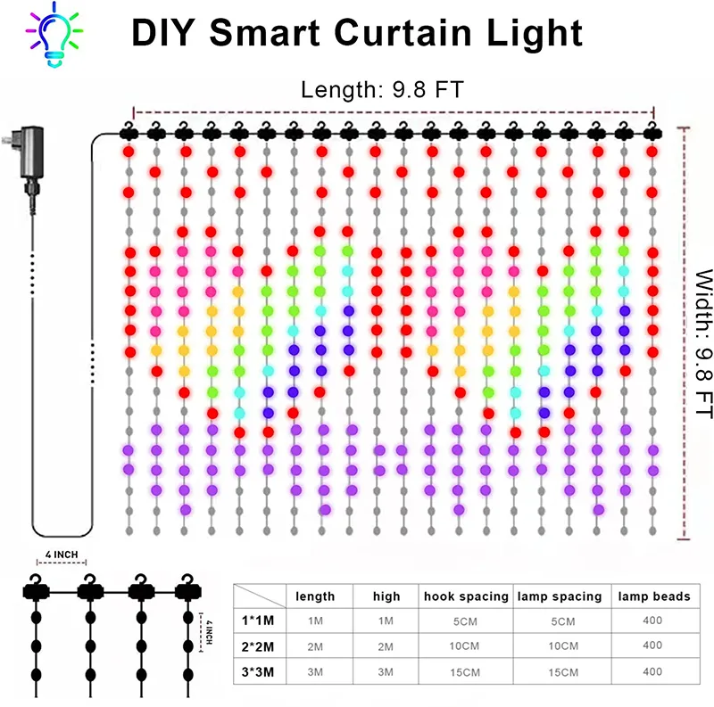 Guirlande Interieure DéCorative 12M + 1M 100 Leds Guirlandes