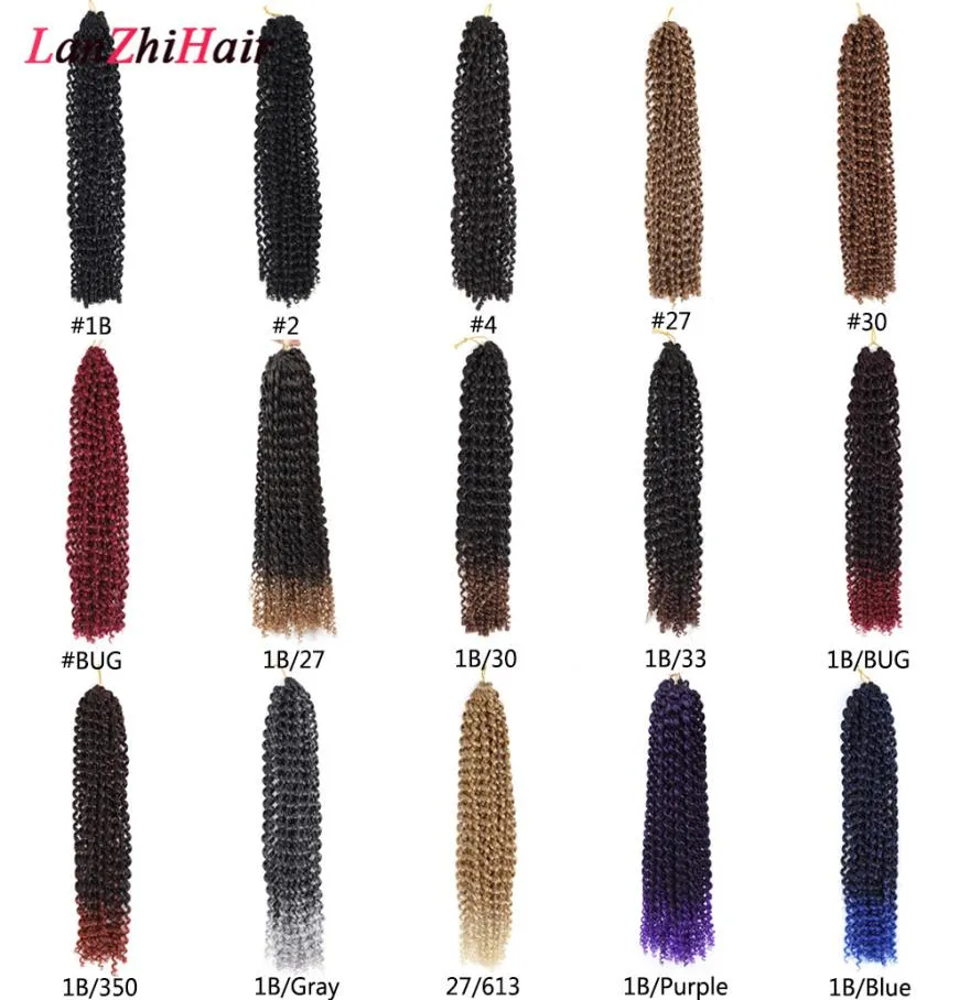 Lanzhi 16 tum Passion Hair Ombre Blonde Water Wave 80gpc Bohemian Braid Crochet Braiding Syntetiska h￥rf￶rl￤ngningar LZ06Q6812240