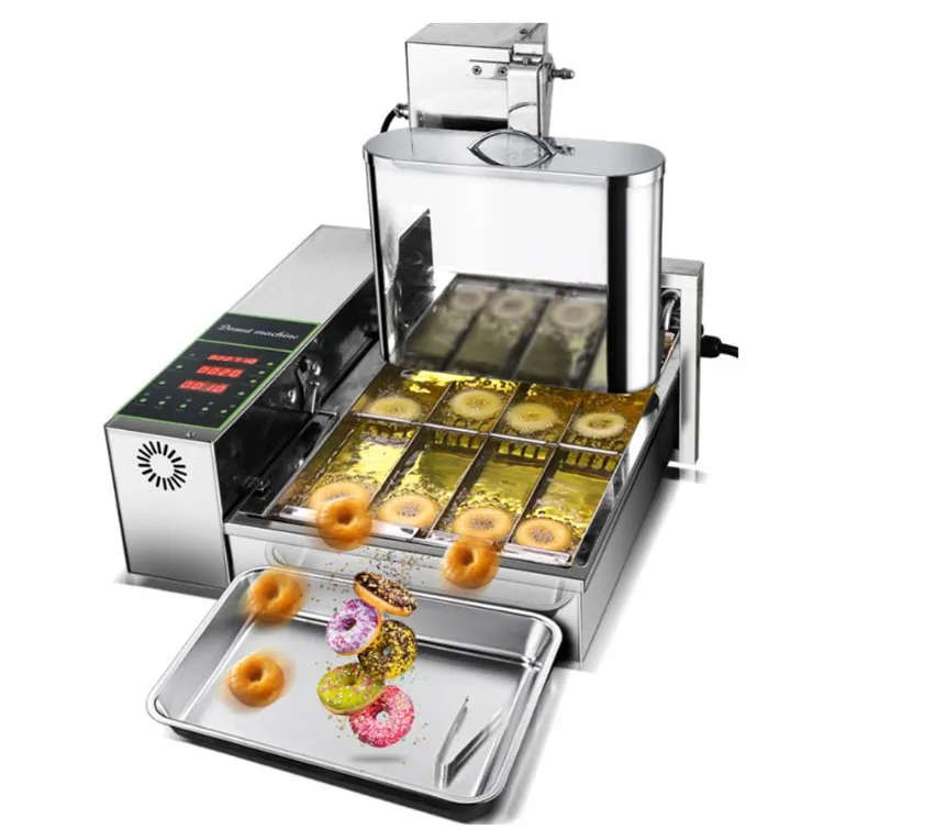Ticari Elektrikli Donut Yapım Makinesi Donut Fritöz Mini Donut Makinesi 4 Sıralı Çörek Fritöz Makinesi