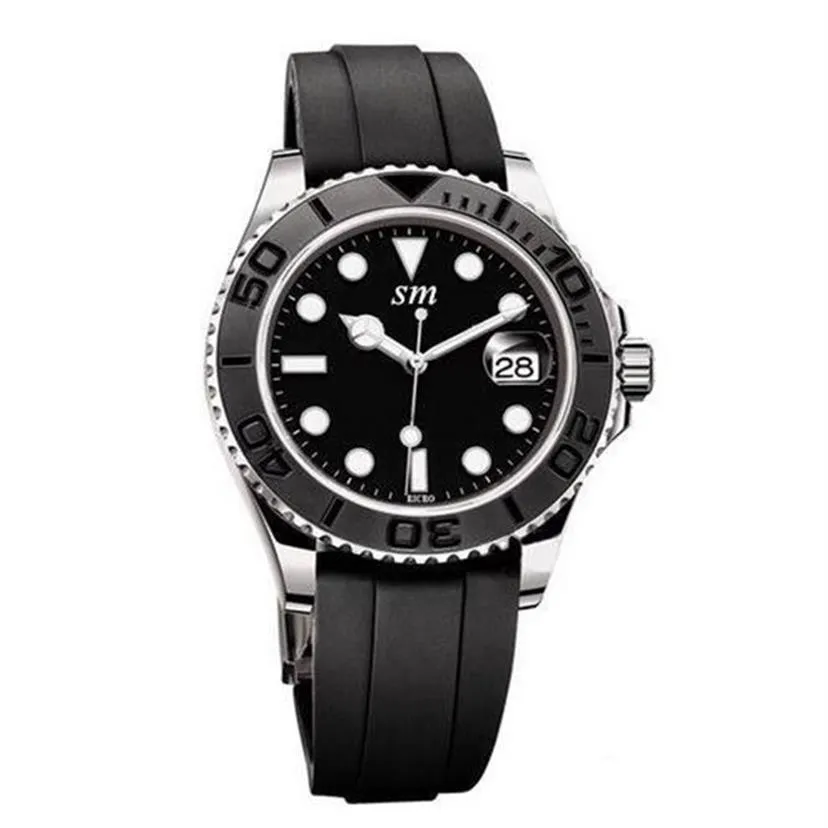 Classic Man Watch rostfritt stål klockor automatisk manlig klocka svart gummiband med datum Hardlex Glass 40mm R80325Y