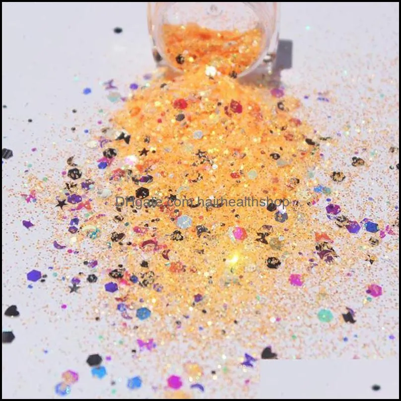 Nagel glitter 12colors iriserende mix poeder kunst met holo laser fluorescerende holografische pailletten manicure craft 50 NAIL druppel afgifte h dh1lb