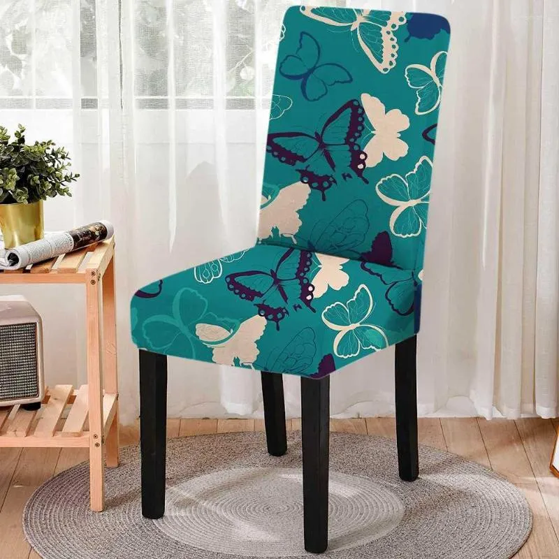 Stol täcker blomma mönster matsal heminredning enkelhet fjärilskontor täcker kök stretchstolar slipcover