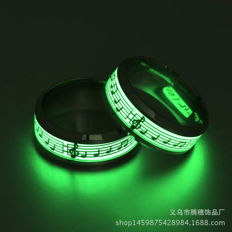 Roestvrij staal Luminous Music Dragon Ring Nieuwe mode Aesthetische vinger sieraden Pop Punk Accessoires feest Verjaardagsgeschenken voor paar liefhebbers Men Vrouwen Groothandel