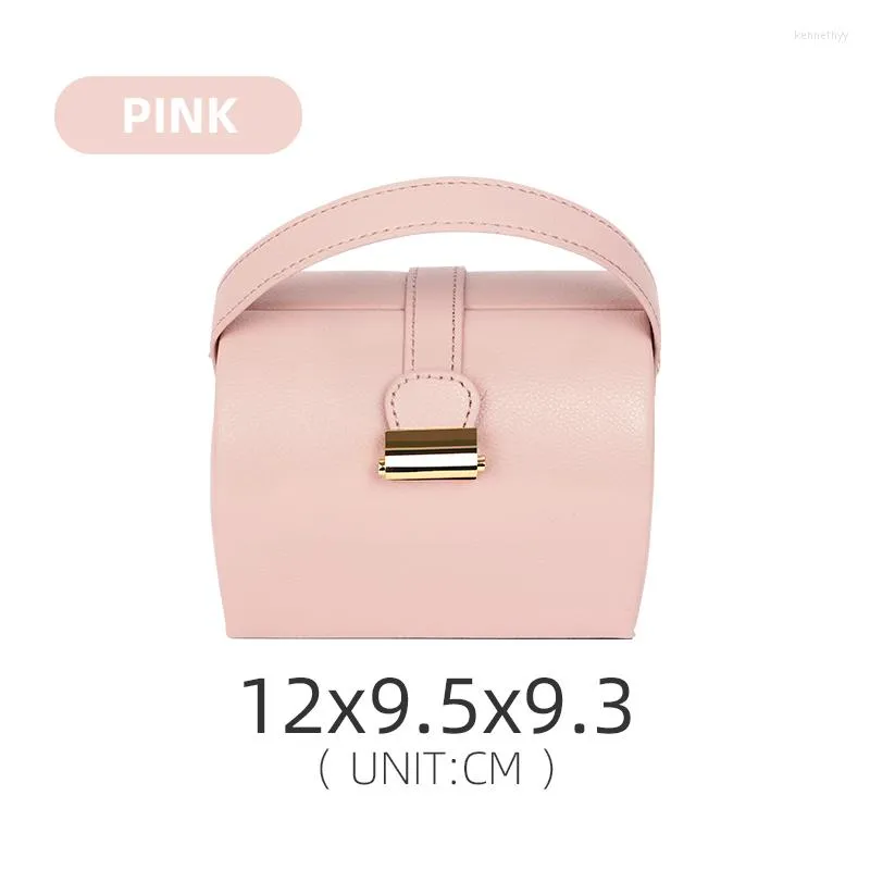 Bolsas de jóias Caixa de exibição rosa portátil de couro pu portátil para mulheres anéis de brincos Casos de armazenamento pendente Jewellry Organizador 3 cores