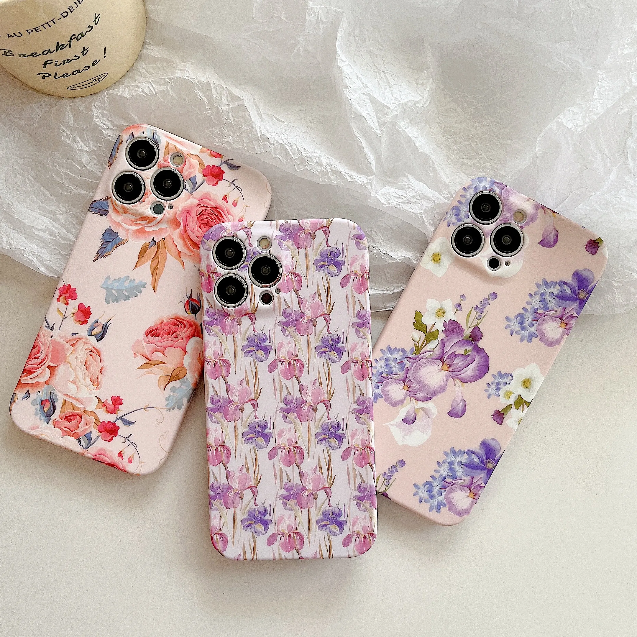 Fashion Flower IMD TPU Mjuka telefonfodral för iPhone 15 14 Plus 13 12 Pro Max 11 XR XS X 8 7 Luxury Floral Stylish Rose Girls Lady Women Pretty Smart Cell Phone Back Cover Skin