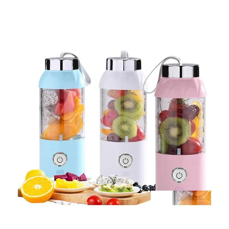 Herramientas de frutas y verduras Exprimidor de carga USB 550 ml Mini eléctrico portátil Personal 3 colores Entrega de entrega Hogar Jardín Cocina Comedor B Dhq0M