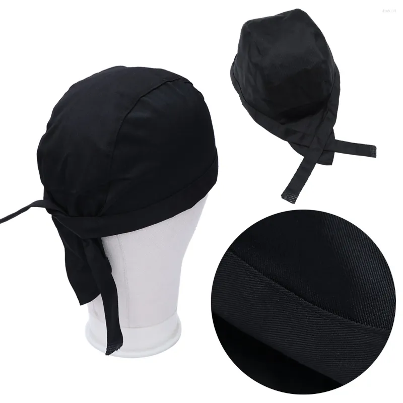 Curtain Chef Hat Cap Hats Turban Cookingmencatering Kitchen Capsserver Beanie Baker Scrub Women Pirate Ribbon Unisex Headwear Black