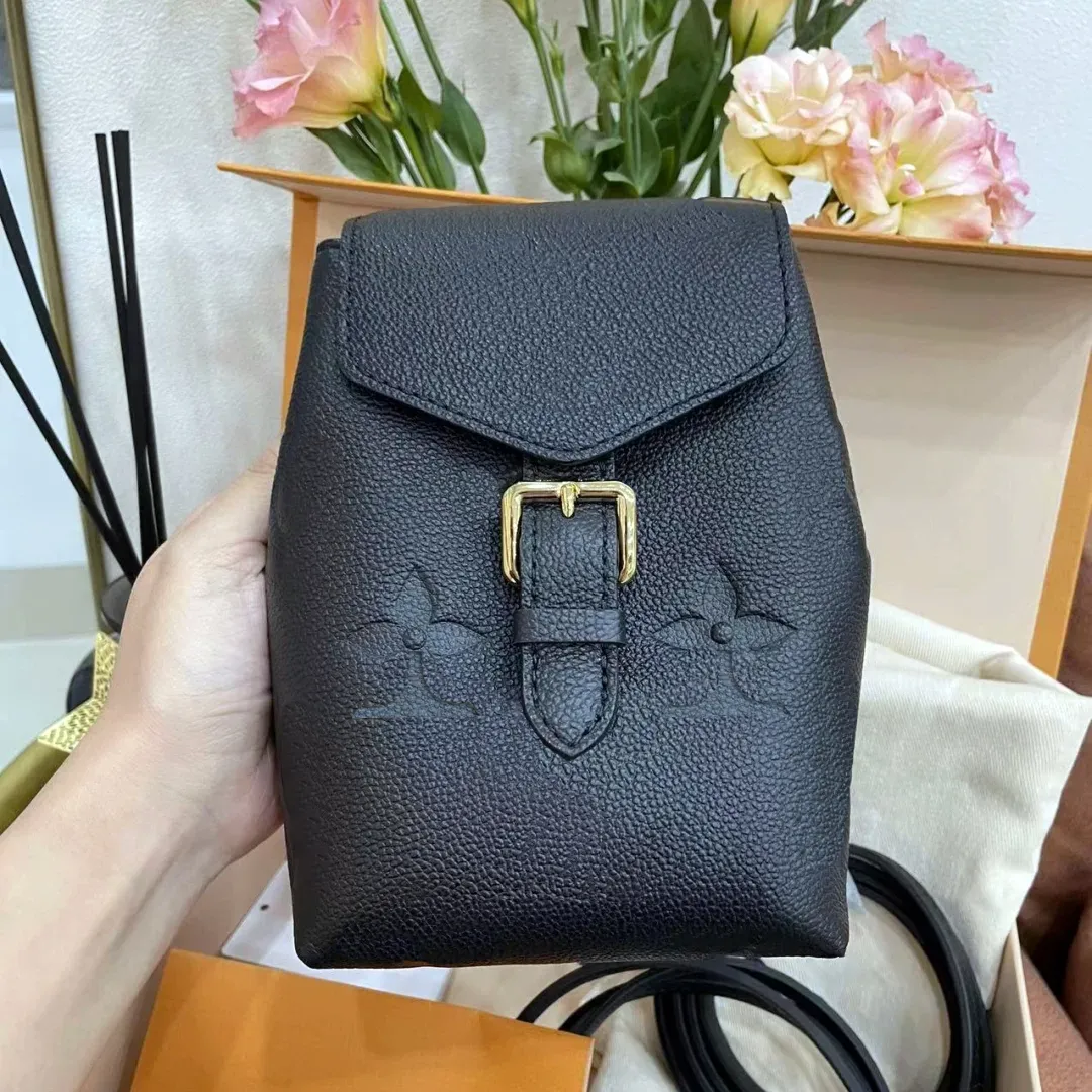 Mini mochila M80738 M80596 Dise￱ador de cuero genuino Luxury Tiny Fashion Famosa Handbag Shouler School Bag Pochette Black Letter Rucksack Bag