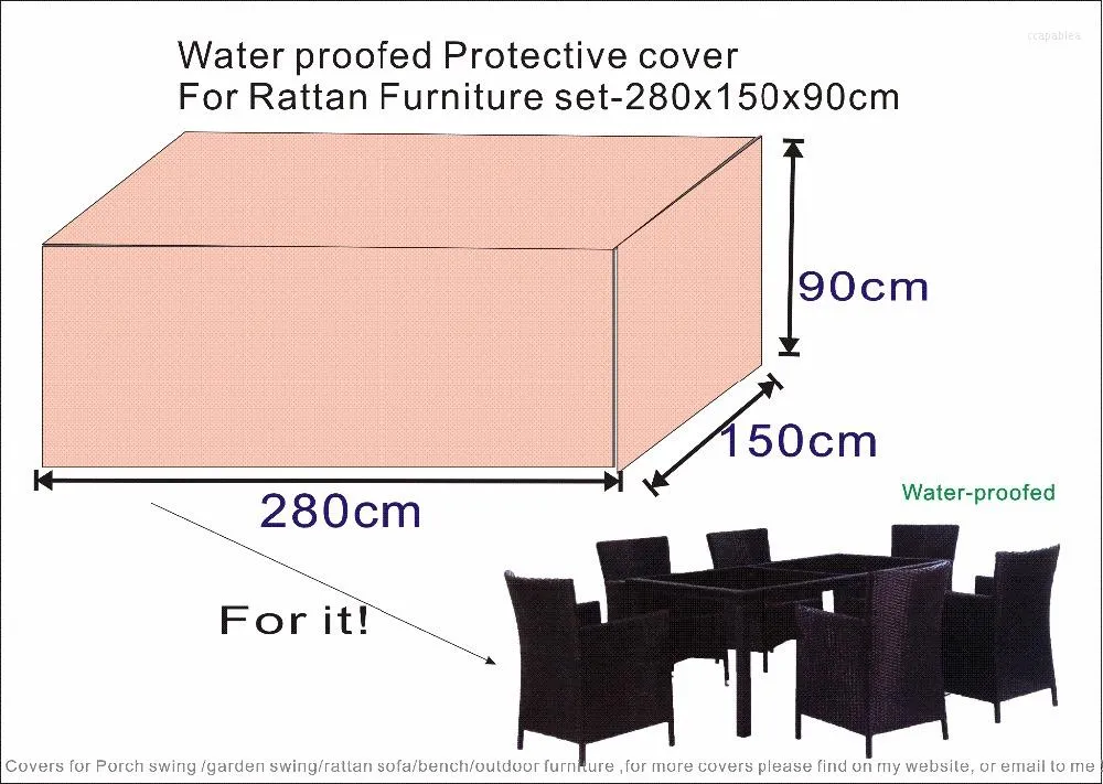 Chair Covers Beige Sand Protective Cover For Patio Rattan Furniture Set 280x150x90cm Waterproofed/ Dust Proofed