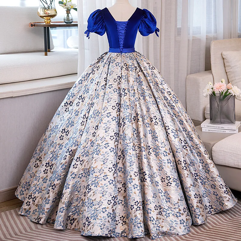 royal blue bubble dress High Neck Long Sleeve Bubble Hem Dress