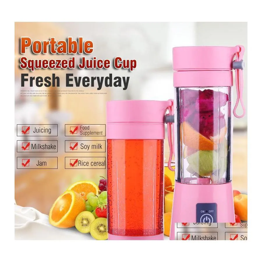Fruktgrönsaksverktyg Portabla USB Electric Juicer Handhållen Juice Maker Blender uppladdningsbar Mini Making Cup Food Processor YL0076 DHSYQ